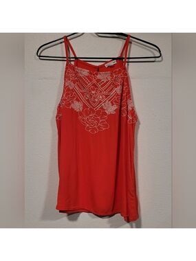 Love On A Hanger Women's Red Floral Embroidered Top Sz Large